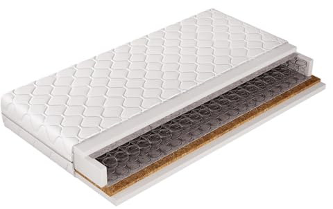 Mirjan24 Matratze Pasita Kokos, Beidseitigematratze mit Klimafäden gesteppt, Federkernmatratze, Höhe: 17 cm, Härte: H2, Resistent gegenüber Pilzbildung, Antiallergisch (180 x 200 cm)