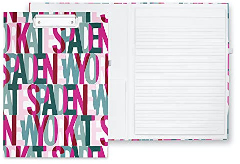 Kate Spade New York Clipboard Folio with Low Profile Clip, Professional Padfolio Includes Lined Notepad, Pen Loop, and Pocket, Layered Logo