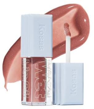Kosas Wet Lip Oil Gloss - Hydrating Lip Plumping Treatment with Hyaluronic Acid & Peptides, Non-Sticky Finish (Unbuttoned)