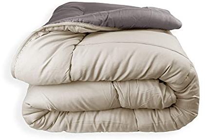 Acomoda Textil - Edredón Nórdico Reversible. Relleno Nórdico Microfibra 250 gr/m². Edredón Bicolor Cálido y Ligero de Invierno. (Avellana/Beige, 180x260)