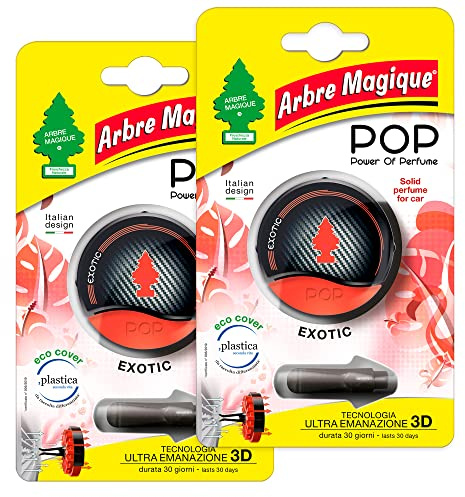 Arbre Magique POP, parfum auto solide, parfum exotique, parfum frais et fruité, durée jusqu'à 30 jours, design italien, lot de 2 pièces