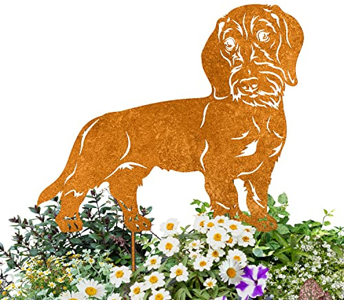 Terma Stahldesign Dackel Rauhaar Edelrost Hund Gartenstecker Handmade Germany gartendeko aus Rost-Metall deko rostoptik Rostfiguren Tiere rostfiguren Garten Rostdeko