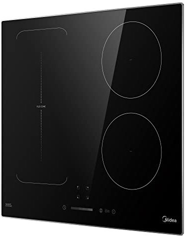Midea KI500IX Placa de inducción de 60 cm, placa de inducción con zona de asado, 9 niveles, control táctil, sensor de sartén, indicador de calor residual, reinicio, seguridad infantil, placa de
