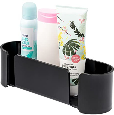 bremermann Duschkorb zur Wandmontage, zum Kleben oder Bohren, schwarz, aus Acryl, inkl. Montagematerial