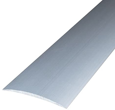 PROVISTON | Übergangsprofil | Breite:60 mm | Höhe:5 mm | Länge:1000 mm | Metallprofil | Bodenprofil | Ausgleichsprofil | Aluminium eloxiert | Silber | Selbstklebend | 1 Stück