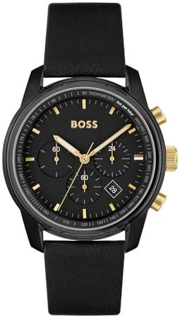 BOSS Chronograph Quartz Watch for Men with Black Leather Strap - 1514003