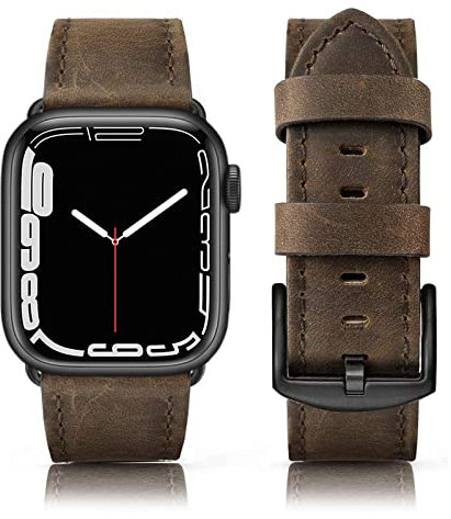 Tuocal Cuir Véritable Bracelet Compatible avec Bracelet Apple Watch 42mm(Series3/2/1) 44mm 45mm 46mm Homme Femme, de Remplacement Bracelet Compatible avec iWatch Series 10 9 8 7 6 5 4 3 2 1 SE