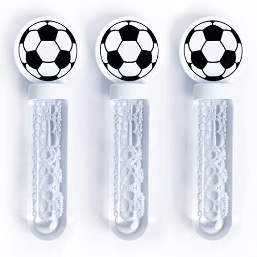Toyseum Lot de 24 bulles de football pour sacs de fête de football pour garçons et filles, baguette à bulles de football à 3 trous, amusant et facile à souffler