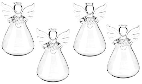 misppro 4 X Clear Angel Glass Hanging Vase Bottle Terrarium Container Plant Flower
