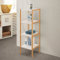 Scaffale da bagno e cucina multiuso, 4 ripiani in bambù bianco, 110 x 34 x 33 cm, mobiletto salvaspazio portaoggetti Tahiti