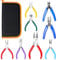 Swpeet Lot de 8 pinces à bijoux de 11,4 cm, 8 types, outils de fabrication de bijoux colorés, pinces à bec rond, pinces à sertir, pinces à bec courbé pince à bout 6 étapes