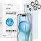OMOTON Screen Protector for iPhone 15 with Camera Lens Protector, Premium Tempered Glass Film for iPhone 15, Anti-Scratch, 9H Hardness, HD Clear, 2+2 Pack