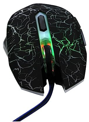 Mikikit Souris De Jeu Optique à Boutons avec Design Craquelé Et Récepteur USB pour Pc Et Ordinateurs Portables Noir