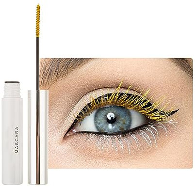 2PCS Waterproof Mascara Eyelash Primer, Colorful Fiber Extra Long Voluminous Lash Mascara, Charming Long Lasting, Curl, Volume, Lengthen & Smudge Free (09# Yellow)