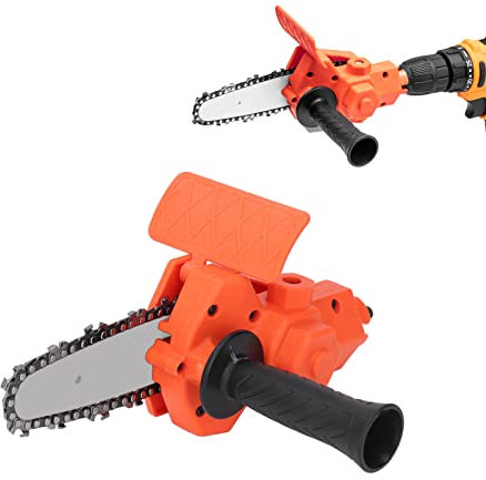 Oumefar Electric Drill to Saw Adapter, Portable Electric Chain Saw Drill Attachment 6-13mm Chainsaw 3 Jaw Chuck Drill Easy to Use Alloy Tool for Wood Steel Pipe Plastic Cutting