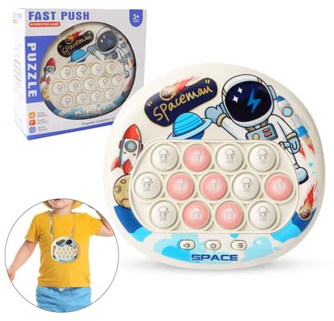 Quick Push Spiel 13Tasten 200 Levels Bubble Sensory Squeeze Toys 4 Modi Astronauten Pop it Elektronisches Spiel für 3 4 5 6 7 8 9 10 11 12 Jährige Jungen & Mädchen & Teenager, Bär Pop It Spiel
