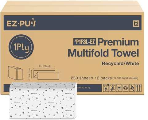 EZ-Pull P1F3L-EZ Lot de 250 feuilles de papier essuie-mains multipli 1 pli Certifié FSC Blanc 250 feuilles