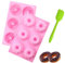 Mini Gugelhupfform 6 Cavity Silikon, 2 Stück Gugelhupf Backform Ø 7.5 cm Mini Kuchenform mit Spatel Wiederverwendbare Muffinform für Kuchen Dessert Schokolade Pudding