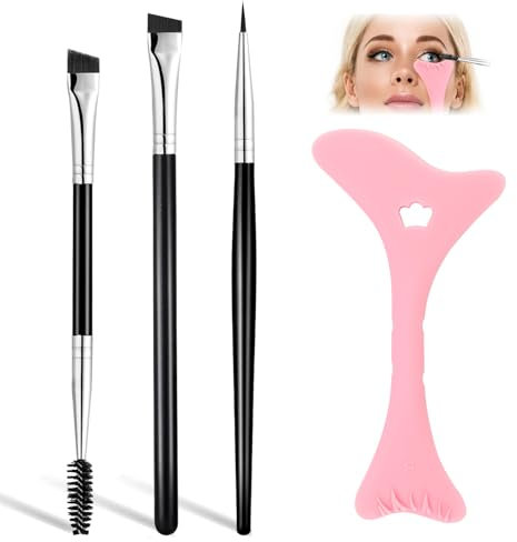 Kit Stencil Eyeliner e Ombretto Professionale,1 Stencil per Eyeliner, 3 Pennello, Eyeliner Stencil, Stencil Eyeliner Occhi, Applicatore Eyeliner Occhi, Eyeliner Stencil, Strumento Ali In Silicone
