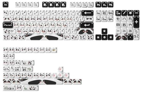 Akko Tastenkappen-Set, Panda Mao Profile 142 Tasten PBT Tastenkappen für mechanische Tastaturen