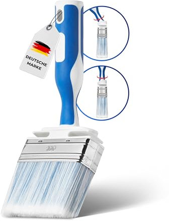 ORGAFLIX Lack-Flächenstreicher 100mm Premium - Kein Borstenverlust - Malerpinsel für alle Lacke inkl. 2K Ergo Griff mit innovativer Winkelfunktion - Borstenpinsel Lackpinsel