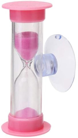 Yokawe Clessidra Clessidra da 2 Minuti con Ventosa, Orologio da Sabbia in plastica infrangibile per lavarsi i Denti, Cucinare, Giochi, Aula Rosa