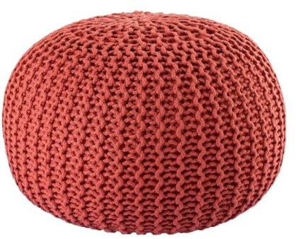 Amago home Pouf Outdoor ø 55 o. 45cm Bodenkissen Sitzpouf Hocker wetterfest pflegeleicht & nachhaltig Größe ø 55 cm, Farbe Terracotta - Ginger