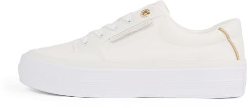Tommy Hilfiger Sneaker con Suela Vulcanizada Mujer Essential Textile Plateau, Blanco (Ecru), 36