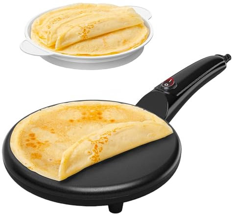 Avilia - Crepiera Elettrica 700W Antiaderente per Crêpes, Pancake e Piadine con Indicatore Luminoso, Padella per Crepes Facile da Usare e Pulire, Perfetta anche per Colazioni Veloci