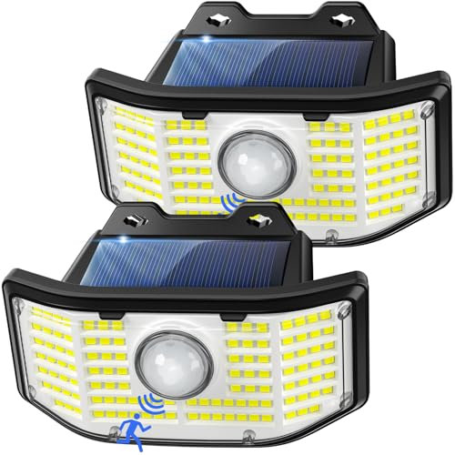 AIXPI Solarlampen für Außen mit bewegungsmelder, [2 Stück] 112 LED Solarleuchten Außen Garten, 270° Superhelle Solarleuchte Sicherheitswandleuchte IP65 Wasserdichte für Hof, Garage, Haustüren