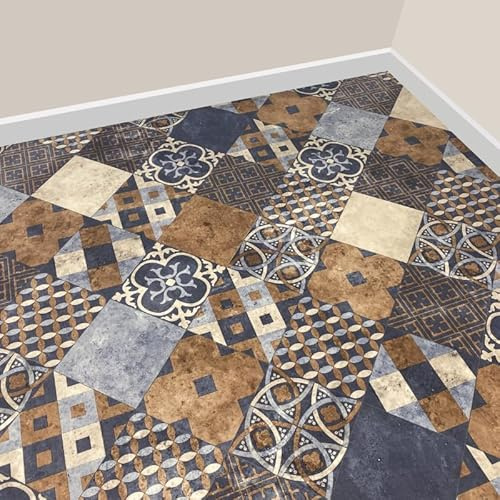 Zarento Indiana - Modern European Style Vinyl/Lino Roll Flooring For Bathroom/Kitchen - Moroccan Pattern Effect Cushion - Anti Slip - By Grandismo® (5metres x 4metres (16ft 4 x 13ft 1))