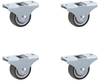 LIKERAINY Kleine Geräuscharme Räder TPR-Gummiräder Möbelrollen Ø 25 x 13 mm ohne Bremse mit Befestigungsplatte für Möbel und Kabinett Lenkrolle Tragkraft 40kg 4 Stück