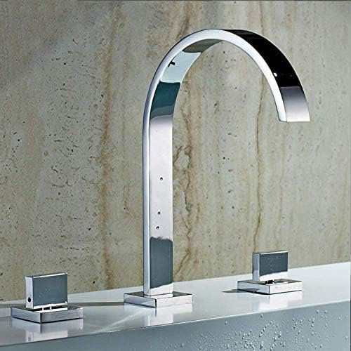 Küchenarmaturen, Waschbecken-Wasserhahn, Deck-Badezimmer-Wasserhahn-Installation, Quadratisches Loch, 3 Doppelgriffe, Kupfer-Warm- Und Kaltwasserhahn 33310