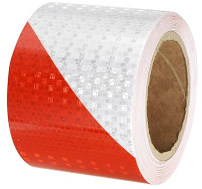 PATIKIL Ruban Réfléchissant Adhésif Rouge Blanc 1 Rouleau 10cm x 20 Mètres Ruban Adhésif Réfléchissant de Sécurité Imperméable et Haute Visibilité pour Camions, Remorques, Voitures