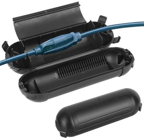 smtfcty Scatola per cavi impermeabile IP44 per esterni, impermeabile, cassaforte per protezione da umidità e pioggia per prolunghe, giardino, utensili elettrici, decorazioni per le vacanze (nero)