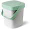 KLODE Poubelle Compost Cuisine sans Odeur, 5L – Boîte à Compost de Cuisine sous-Vide pour Biodéchets – Filtre Charbon Actif - Design Breveté - Made in Europe – Blanc et Vert Mint