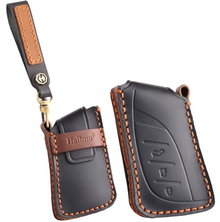 ontto Leder Autoschlüssel Hülle Schlüsselhülle Schlüsseltasche Schutzhülle Schlüsselcover Schlüsselanhänger Passt für Lexus UX250 260 ES350 UX200 250h ES200 300h 350 US200 2018-2023 3 Taste-Schwarz