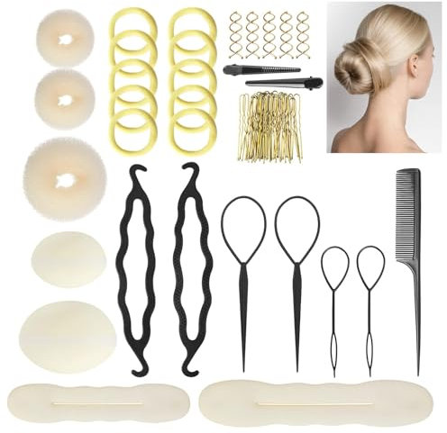 70PCS Hair Styling Set, Hair Styling Design Comprehensive Tools Set, Magic Simple Fast Hair Modelling Maker Tool, Hair Bun Maker Spiral Hair Braid Pull Hair Needle,DIY Hair Accessories for Girls Women