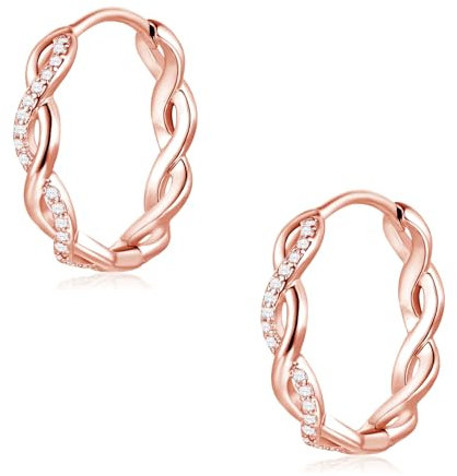 Deyanse Silber Creolen für Damen Mädchen, 925 Sterling Silber Unendlichkeit Ohrringe Creolen, Hypoallergen Kreolen Ohrringe mit Zirkonia, Schlafen Knorpel Ohrringe Ohrschmuck für Mehrere Ohrlöcher