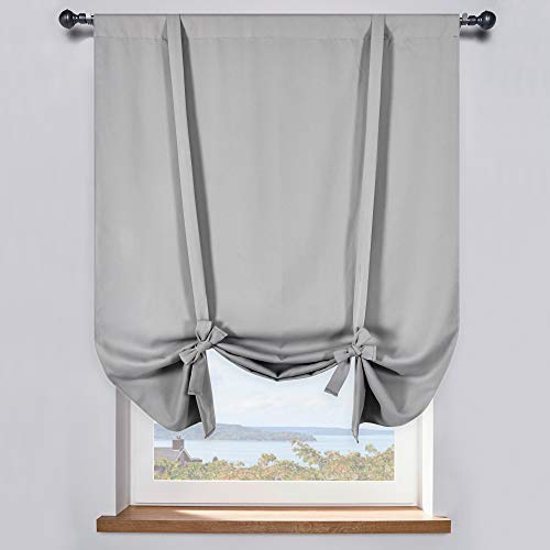 DONREN Light Grey Balloon Roman Blind - Window Tie Up Shades for Campers/Bathroom Window/Thanksgiving (1 Piece 34 W by 63 L)
