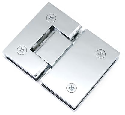Brass Glass Door Hinges, 180 Degree Shower Door Hinge, Heavy-Duty Shower Door Replacement Kit for 10-12mm Frameless Glass Doors, Chrome