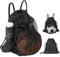 MoKo Drawstring Basketball Backpack, Sports Gym Bag Soccer Backpack with Two Water Bottle Holder, Foldable Mesh Ball Bag Portable Basketball Bag for Football Volleyball Baseball Yoga, Black