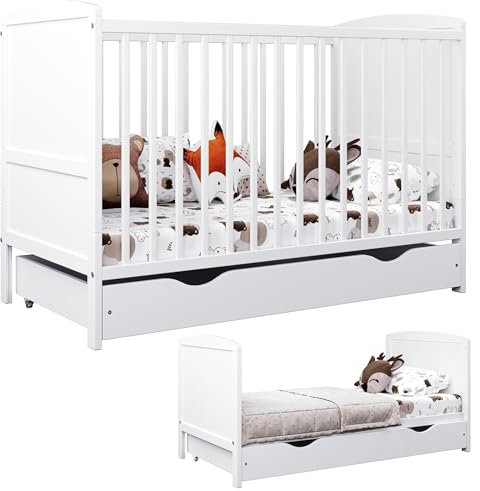 Generisch Multifunktionales Kinderbett Leo inkl. Schublade Weiß 60x120cm