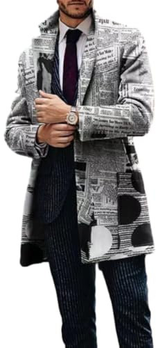 BERCIELY Jacke Herren Persönlichkeit Gutaussehend Langarmjacke Mittlere Länge Mode Casual Übergangsjacke Jugend Temperament Trend Outdoorjacke FF-06 XL