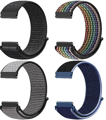 Runostrich Quick Release Nylon Watch Strap 18mm 19mm 20mm 22mm 24mm, Nylon Sport Loop Bands Replacement Strap Women Men, 4pcs