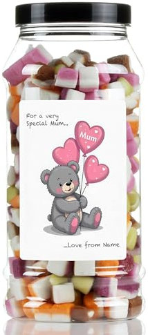 Mothers Day Dolly Mixtures Sweet Gift Jar by Just Treats - Personalised - Bear Hugs - J8