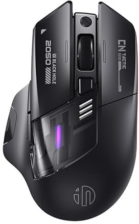 INPHIC A9 Explorer - Mouse Bluetooth 5.0/2.4G wireless ricaricabile, 2400 DPI, luce respiratoria RGB, indicatore di batteria visibile, mouse cordless per laptop/PC/computer