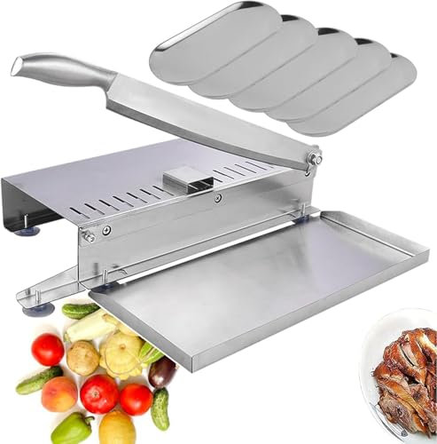 Food Slicer, Meat Slicer, Blade for Easy Slicing of Chicken Fish Beef, Ribs Meat Chopper with 5 Small Trays, Multifunction Food Slicer