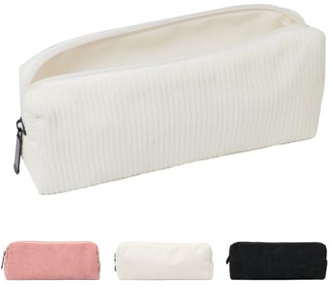 KATLINNA Federmäppchen, 3 Farben zur Wahl Mäppchen Cord-Stoff, Schlamppermäppchen für Mädchen Teenager, Stiftemappe Federtasche Pencil Case Einfaches Federmappe für Schule und Büro (Rosa)