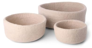 Gry & Sif Handgemacht & Fairtrade-zertifiziert Stilvolles dänisches Design x Napali Kunsthandwerker | Filzschalen für Osterkorb, Frühstückskorb, Organizer aus Filz | Beige | 3er-Set